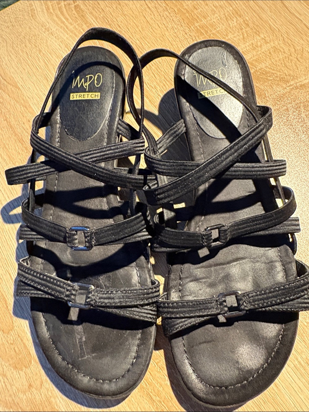 Impo Black Strappy Stretch Women's Sandals